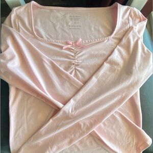 Pink Long Sleeve Top with Bow Detail